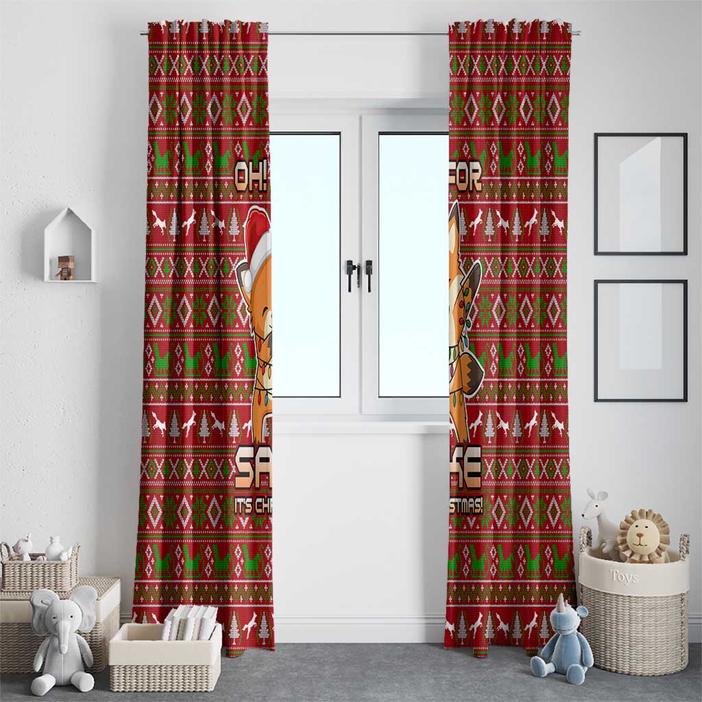 Oh For Fox Sake Christmas Window Curtain Xmas Holiday Patterns - Wonder Print Shop