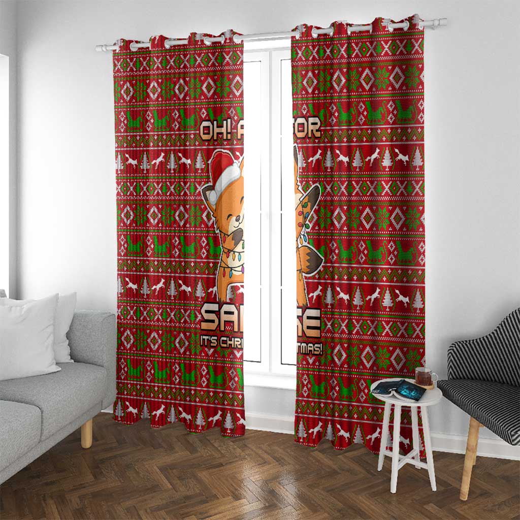 Oh For Fox Sake Christmas Window Curtain Xmas Holiday Patterns - Wonder Print Shop