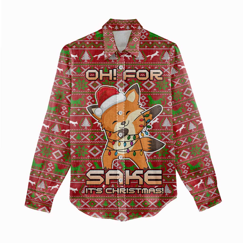 Oh For Fox Sake Christmas Women Casual Shirt Xmas Holiday Patterns - Wonder Print Shop