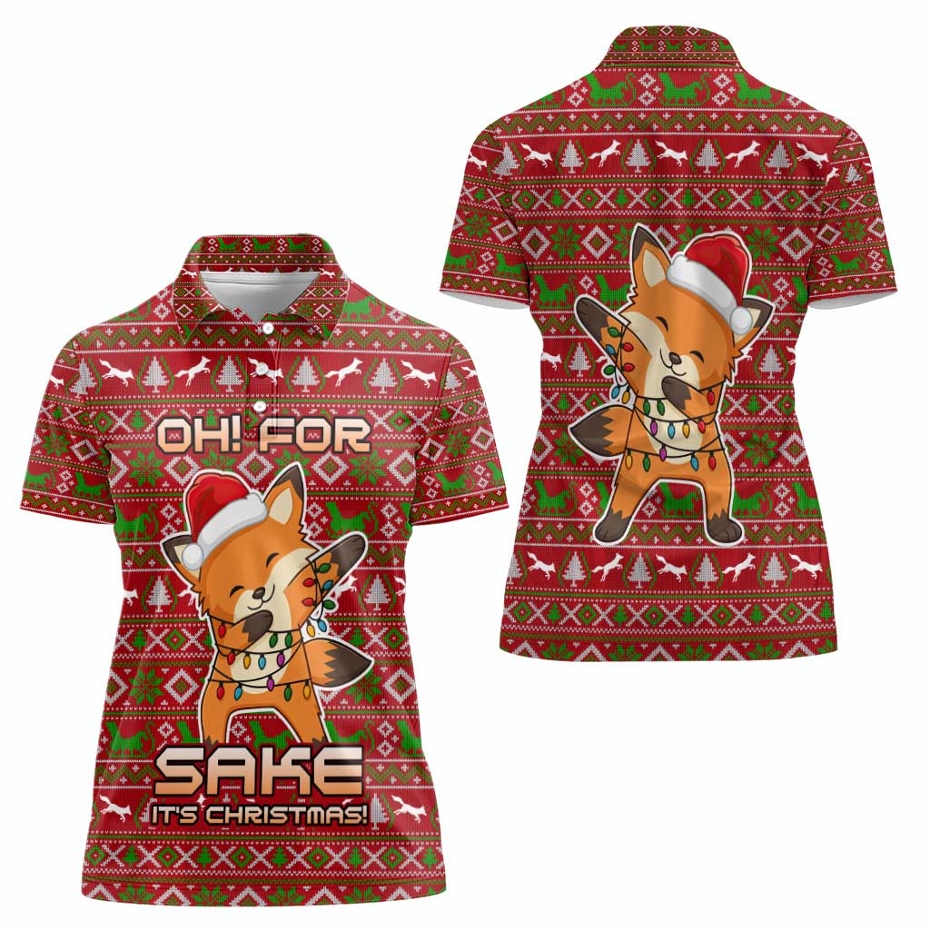 Oh For Fox Sake Christmas Women Polo Shirt Xmas Holiday Patterns - Wonder Print Shop