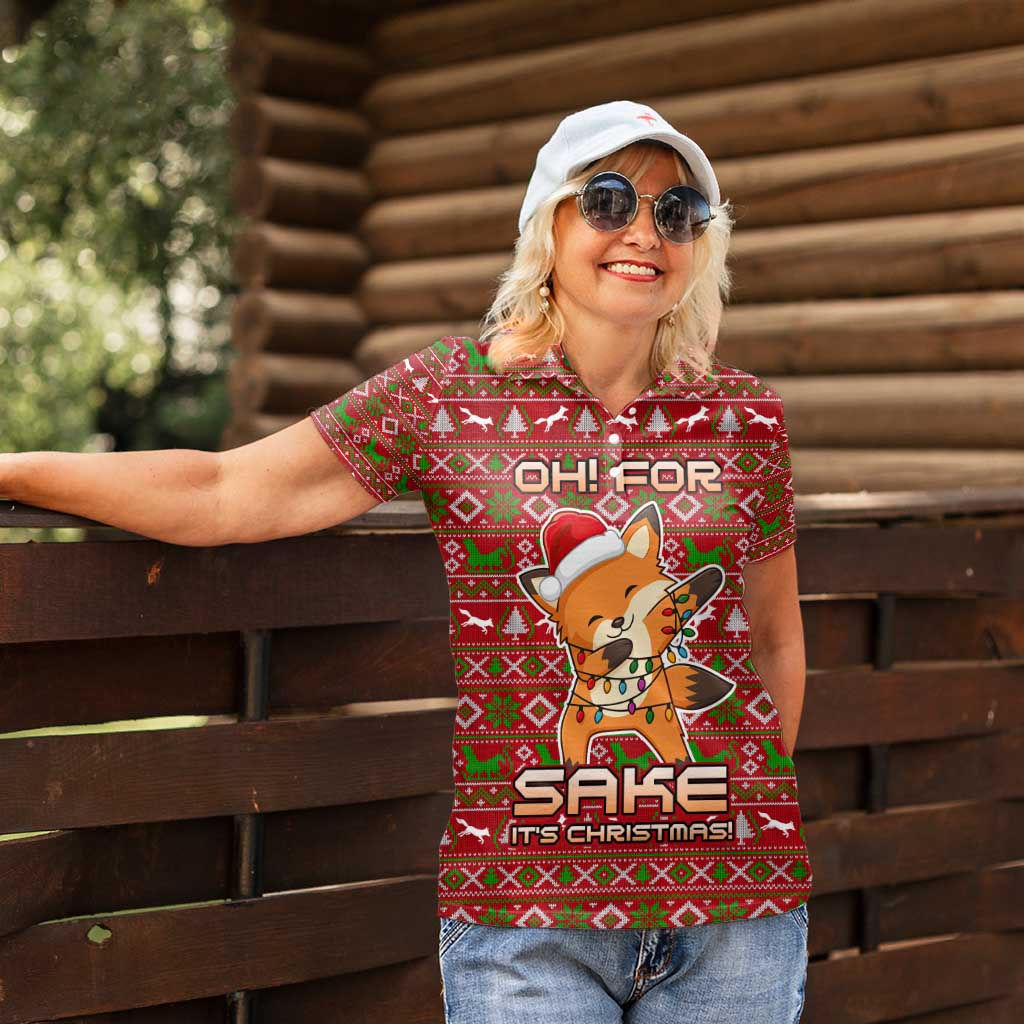 Oh For Fox Sake Christmas Women Polo Shirt Xmas Holiday Patterns - Wonder Print Shop