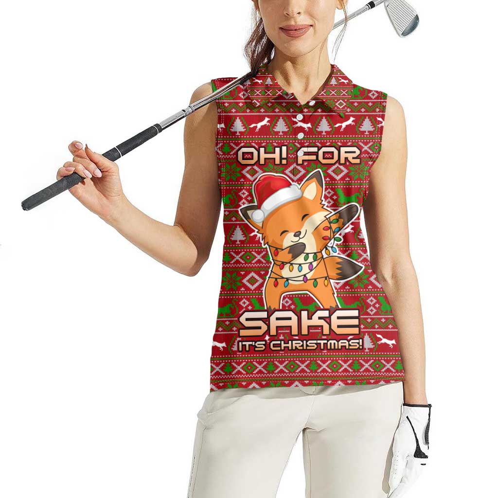 Oh For Fox Sake Christmas Women Sleeveless Polo Shirt Xmas Holiday Patterns - Wonder Print Shop