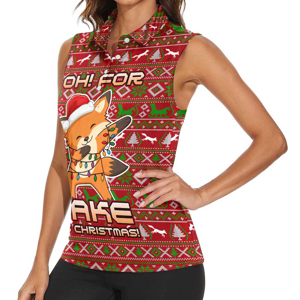 Oh For Fox Sake Christmas Women Sleeveless Polo Shirt Xmas Holiday Patterns - Wonder Print Shop