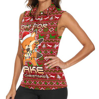 Oh For Fox Sake Christmas Women Sleeveless Polo Shirt Xmas Holiday Patterns - Wonder Print Shop