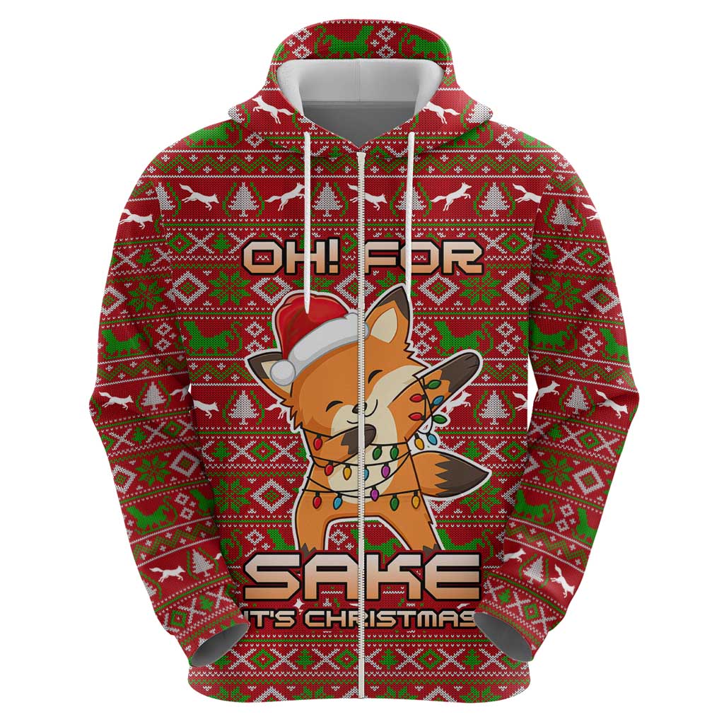 Oh For Fox Sake Christmas Zip Hoodie Xmas Holiday Patterns - Wonder Print Shop