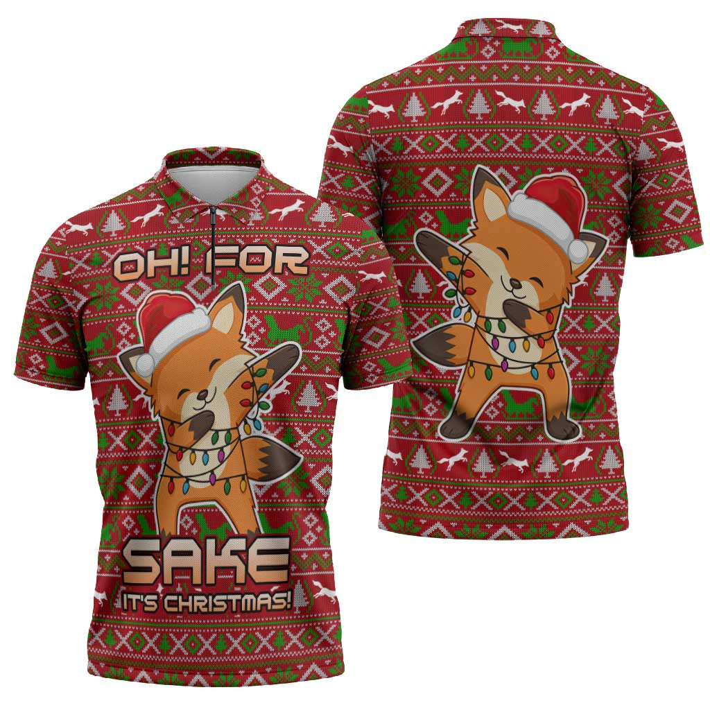 Oh For Fox Sake Christmas Zipper Polo Shirt Xmas Holiday Patterns - Wonder Print Shop
