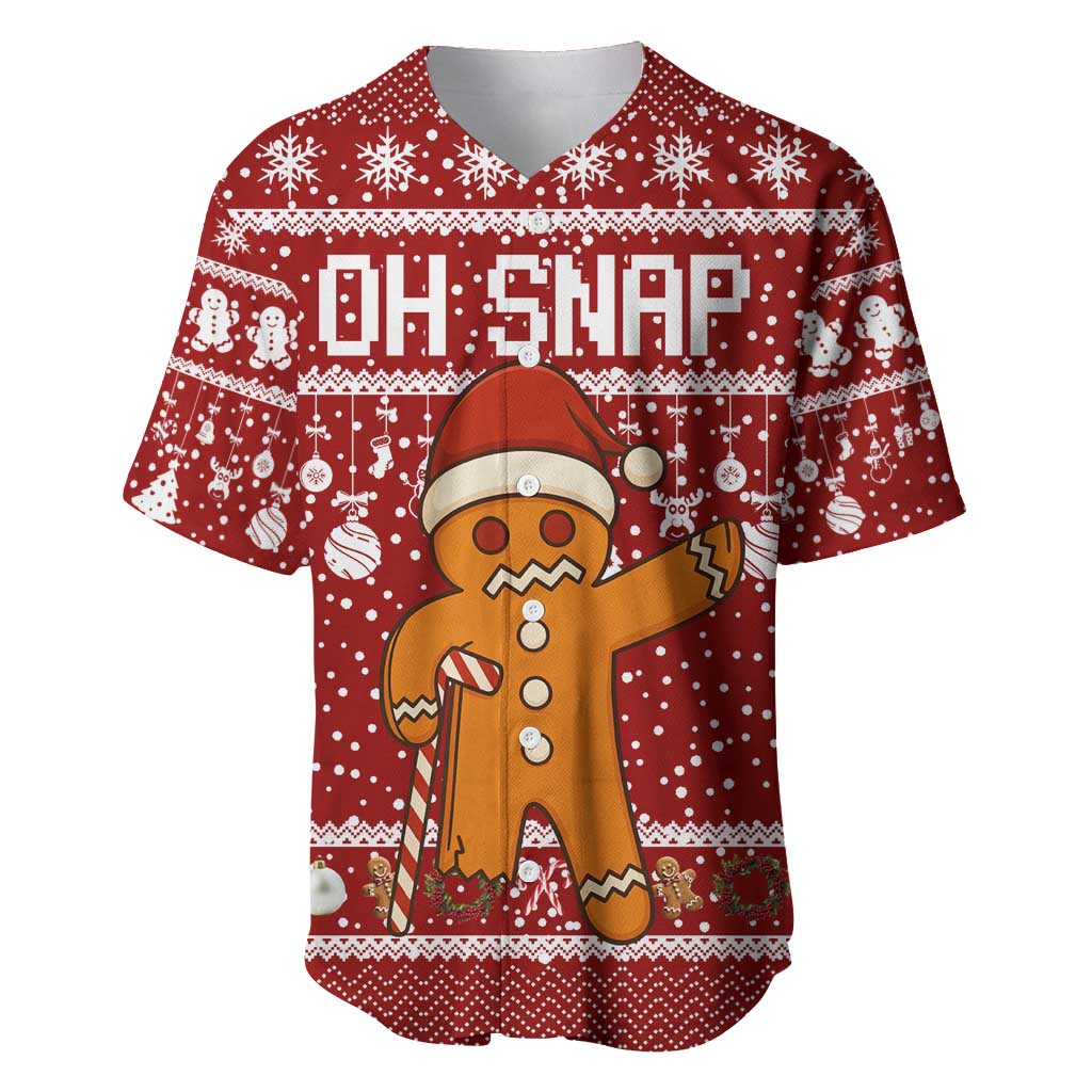 Oh Snap Christmas Baseball Jersey Xmas Holiday Patterns - Wonder Print Shop