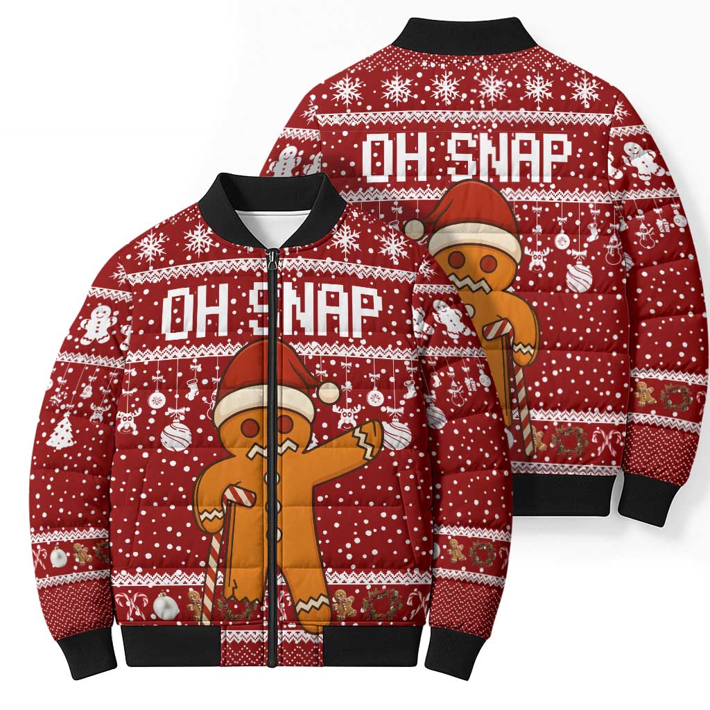 Oh Snap Christmas Bomber Puffer Jacket Xmas Holiday Patterns - Wonder Print Shop