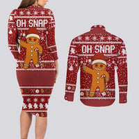 Oh Snap Christmas Couples Matching Long Sleeve Bodycon Dress and Long Sleeve Button Shirt Xmas Holiday Patterns - Wonder Print Shop