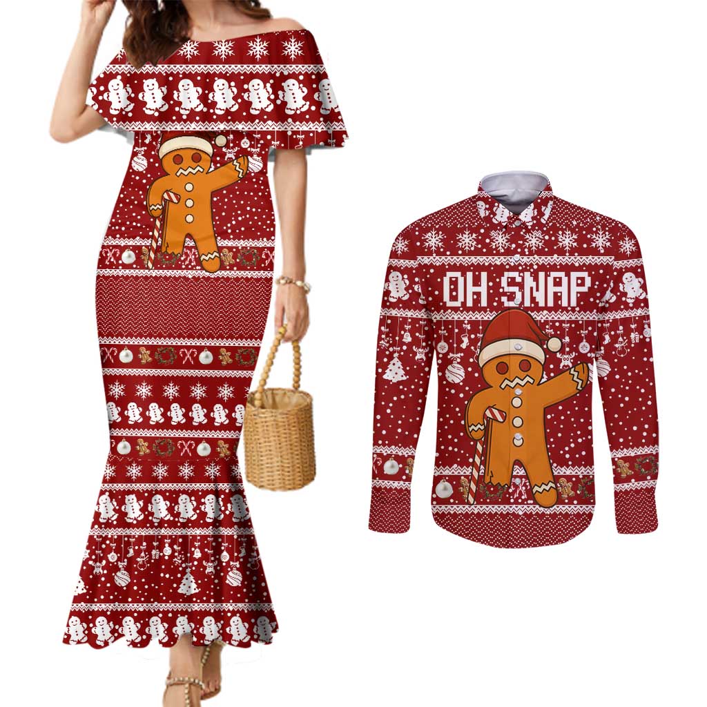 Oh Snap Christmas Couples Matching Mermaid Dress and Long Sleeve Button Shirt Xmas Holiday Patterns - Wonder Print Shop