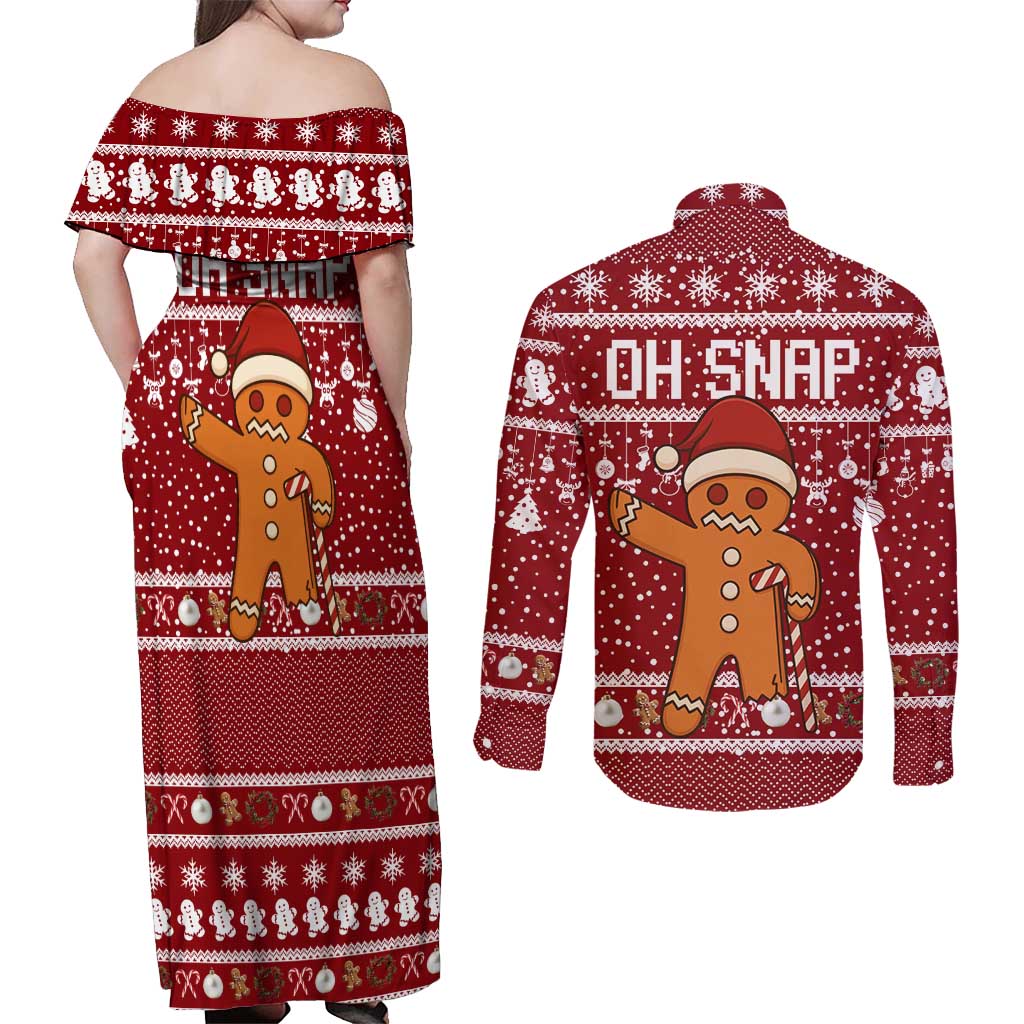 Oh Snap Christmas Couples Matching Off Shoulder Maxi Dress and Long Sleeve Button Shirt Xmas Holiday Patterns - Wonder Print Shop