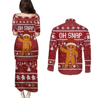 Oh Snap Christmas Couples Matching Puletasi and Long Sleeve Button Shirt Xmas Holiday Patterns - Wonder Print Shop