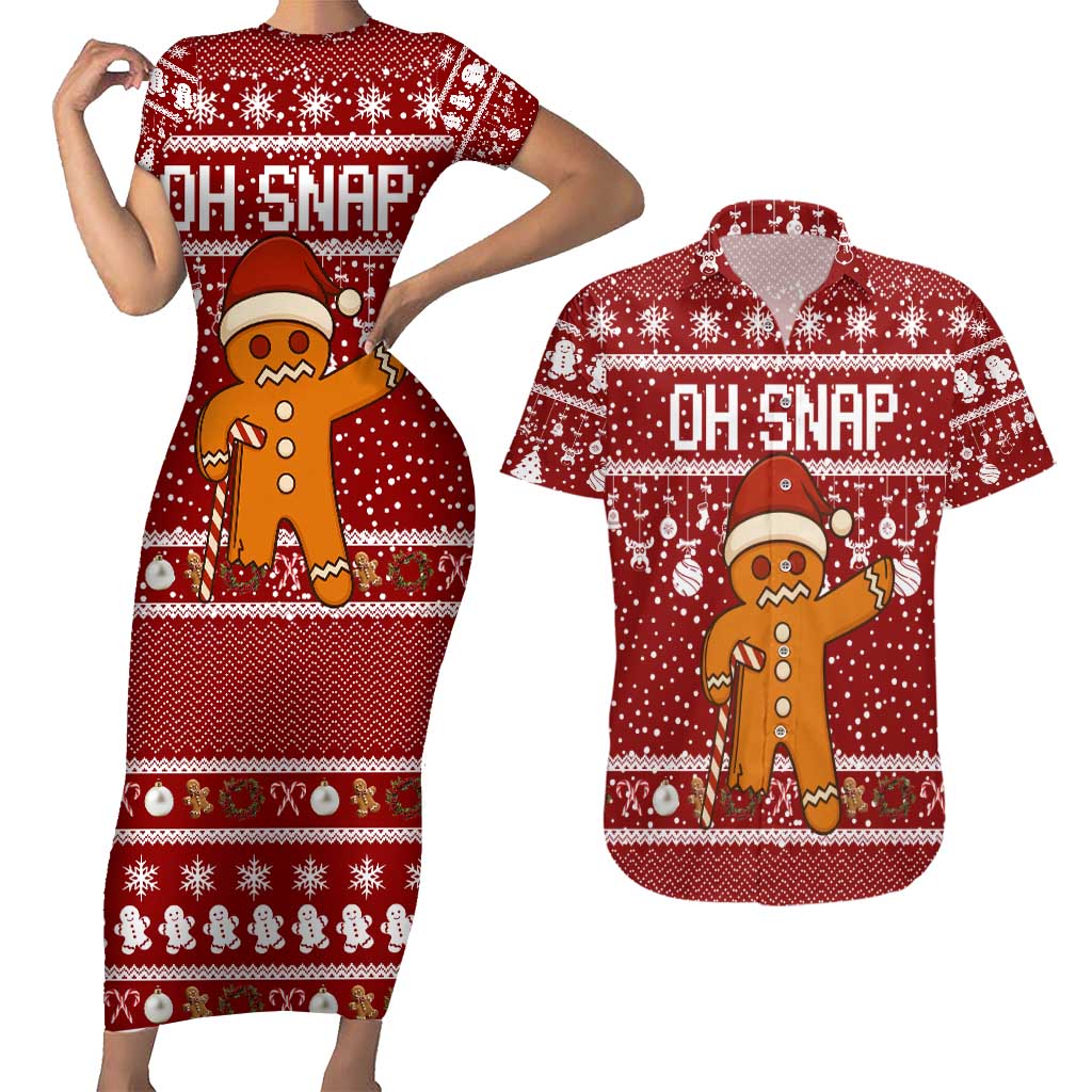 Oh Snap Christmas Couples Matching Short Sleeve Bodycon Dress and Hawaiian Shirt Xmas Holiday Patterns - Wonder Print Shop