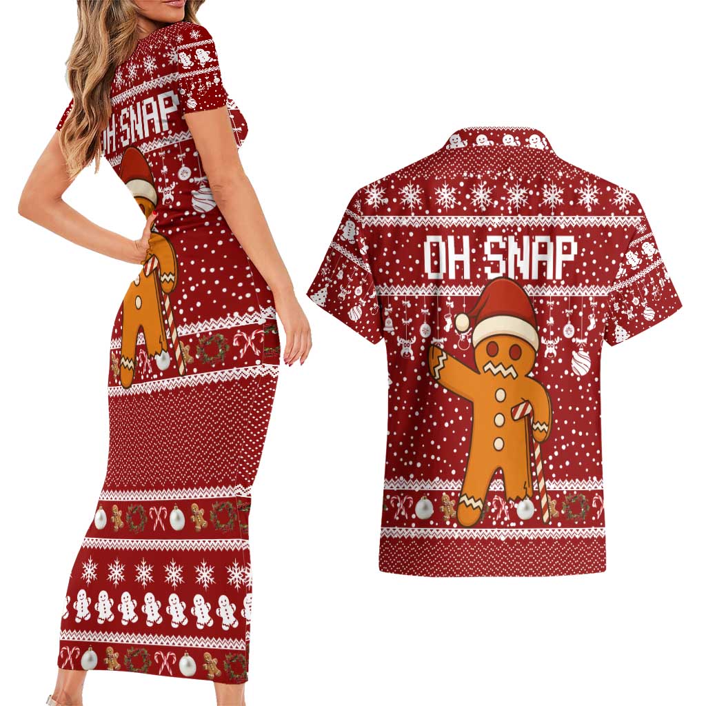 Oh Snap Christmas Couples Matching Short Sleeve Bodycon Dress and Hawaiian Shirt Xmas Holiday Patterns - Wonder Print Shop