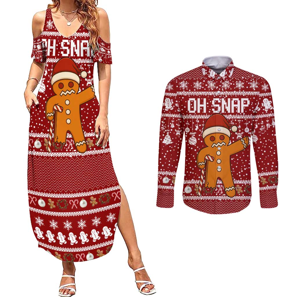 Oh Snap Christmas Couples Matching Summer Maxi Dress and Long Sleeve Button Shirt Xmas Holiday Patterns - Wonder Print Shop