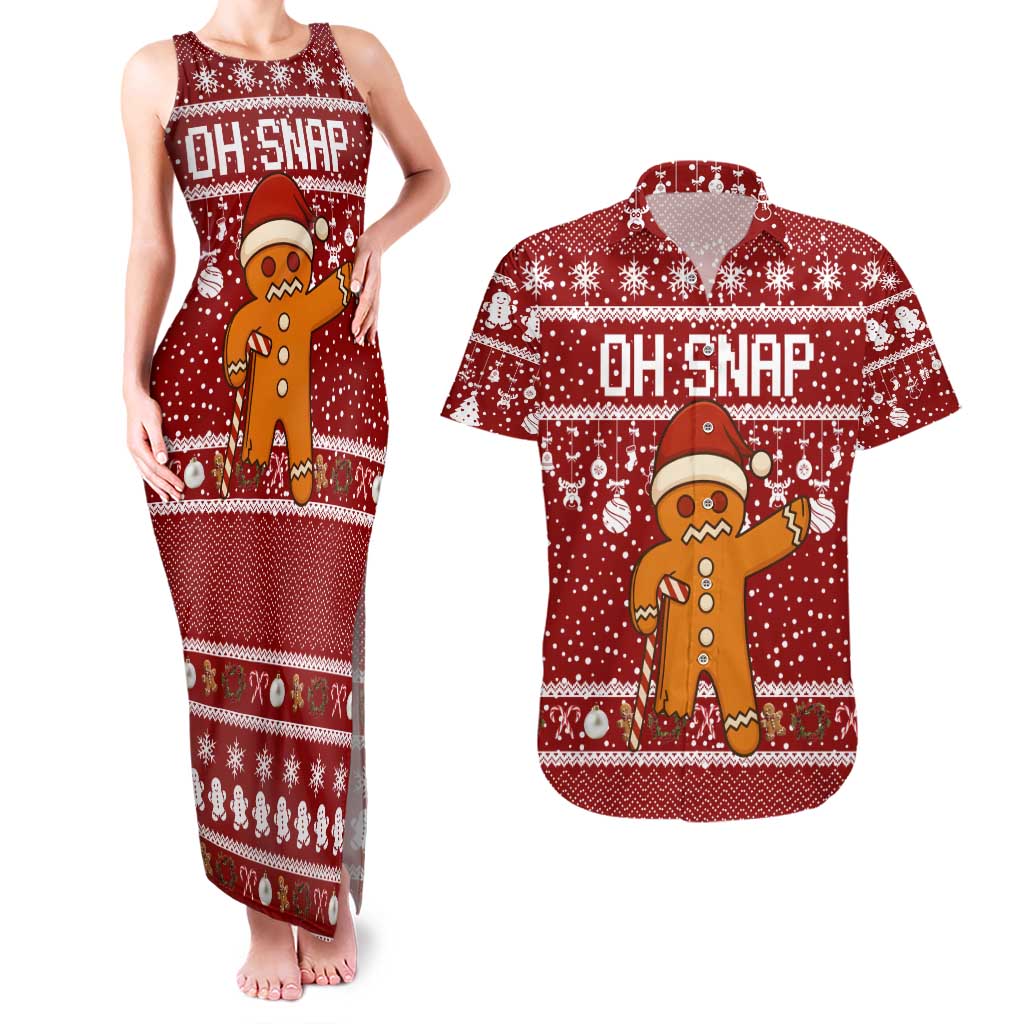 Oh Snap Christmas Couples Matching Tank Maxi Dress and Hawaiian Shirt Xmas Holiday Patterns - Wonder Print Shop
