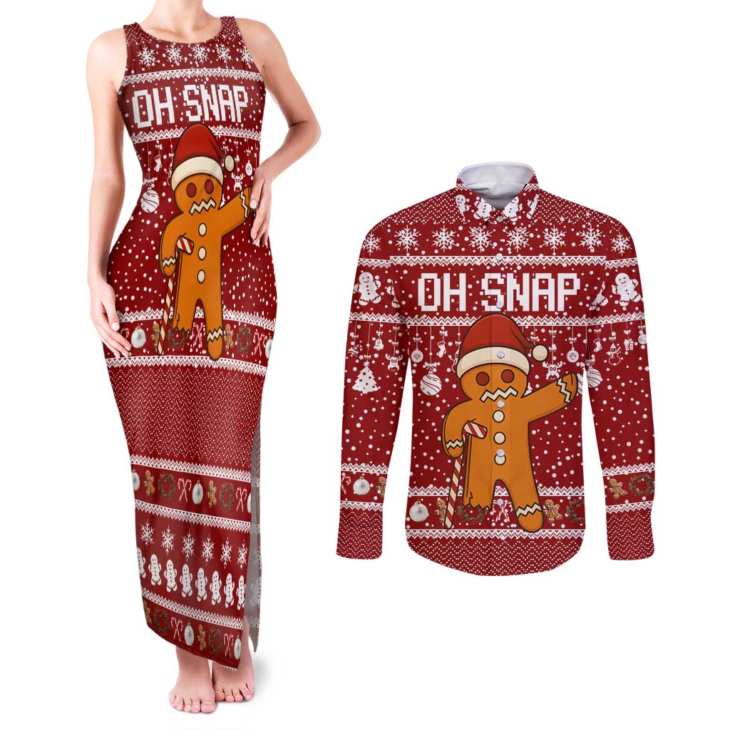 Oh Snap Christmas Couples Matching Tank Maxi Dress and Long Sleeve Button Shirt Xmas Holiday Patterns - Wonder Print Shop
