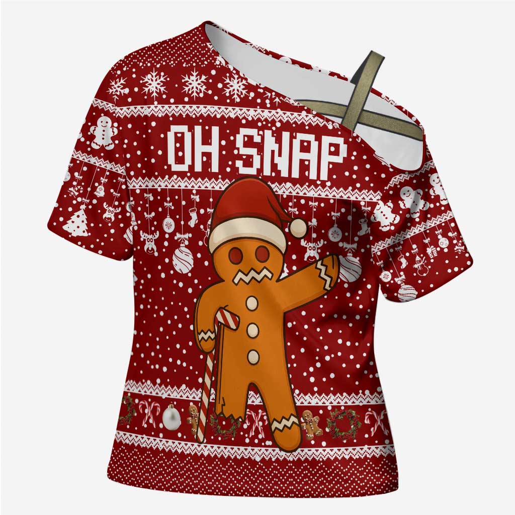 Oh Snap Christmas Cross Shoulder Shirt Xmas Holiday Patterns - Wonder Print Shop