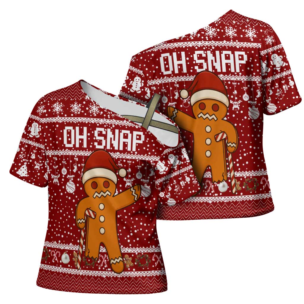 Oh Snap Christmas Cross Shoulder Shirt Xmas Holiday Patterns - Wonder Print Shop