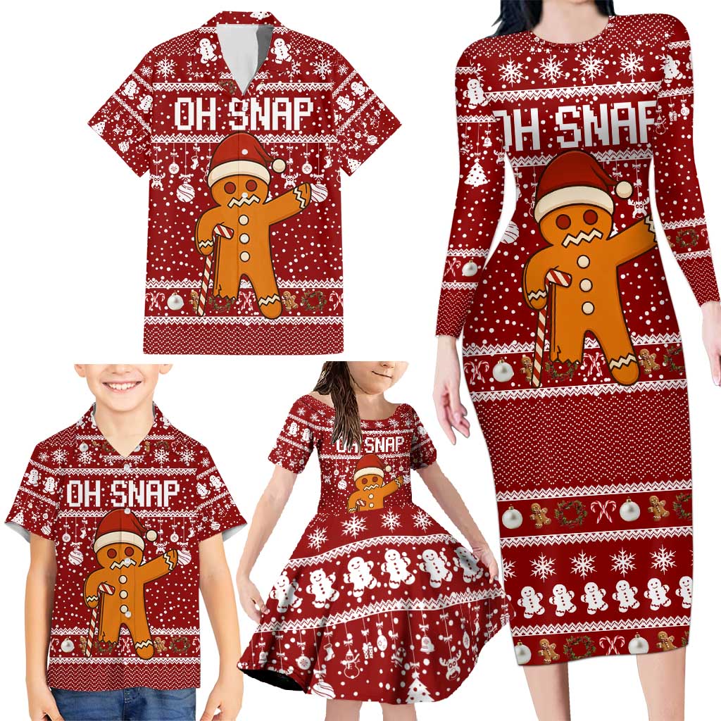 Oh Snap Christmas Family Matching Long Sleeve Bodycon Dress and Hawaiian Shirt Xmas Holiday Patterns - Wonder Print Shop