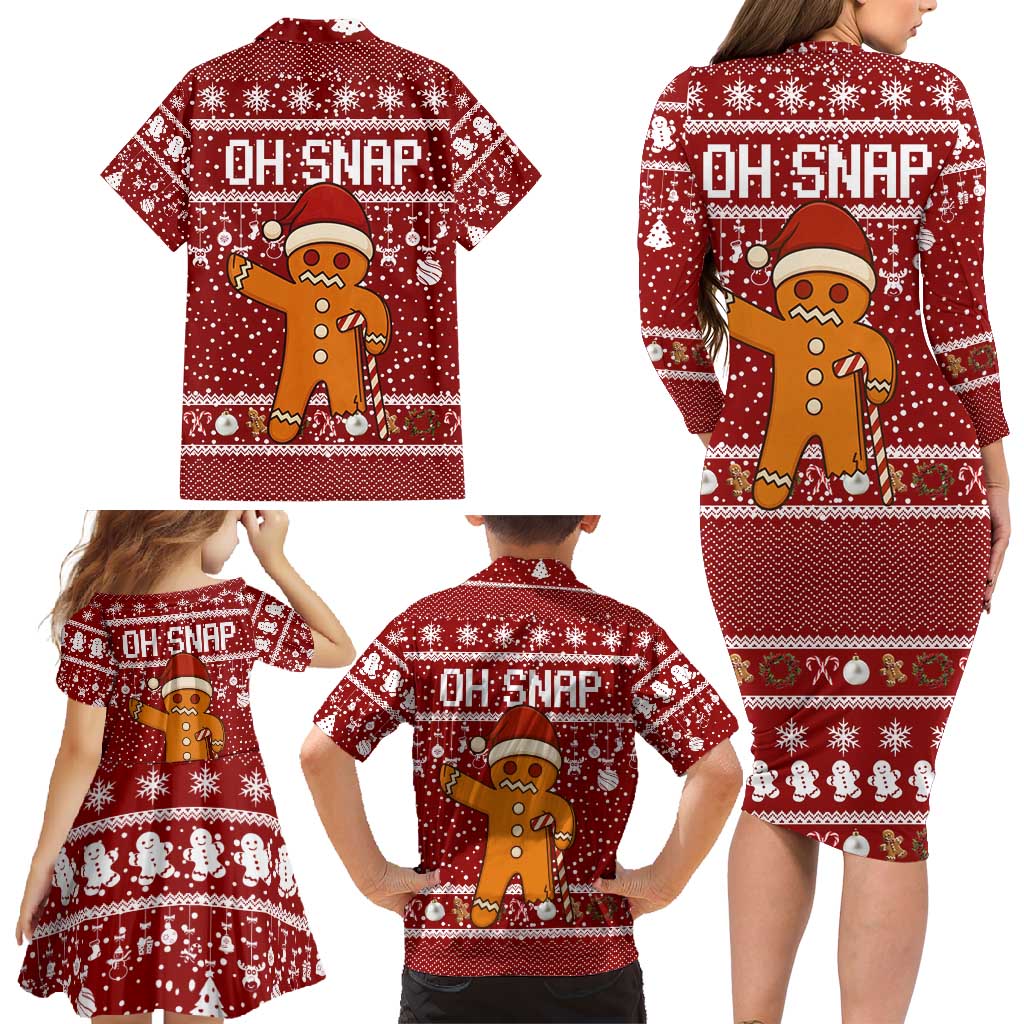 Oh Snap Christmas Family Matching Long Sleeve Bodycon Dress and Hawaiian Shirt Xmas Holiday Patterns - Wonder Print Shop