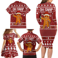 Oh Snap Christmas Family Matching Long Sleeve Bodycon Dress and Hawaiian Shirt Xmas Holiday Patterns - Wonder Print Shop