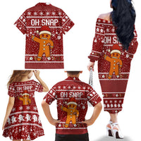Oh Snap Christmas Family Matching Off The Shoulder Long Sleeve Dress and Hawaiian Shirt Xmas Holiday Patterns - Wonder Print Shop