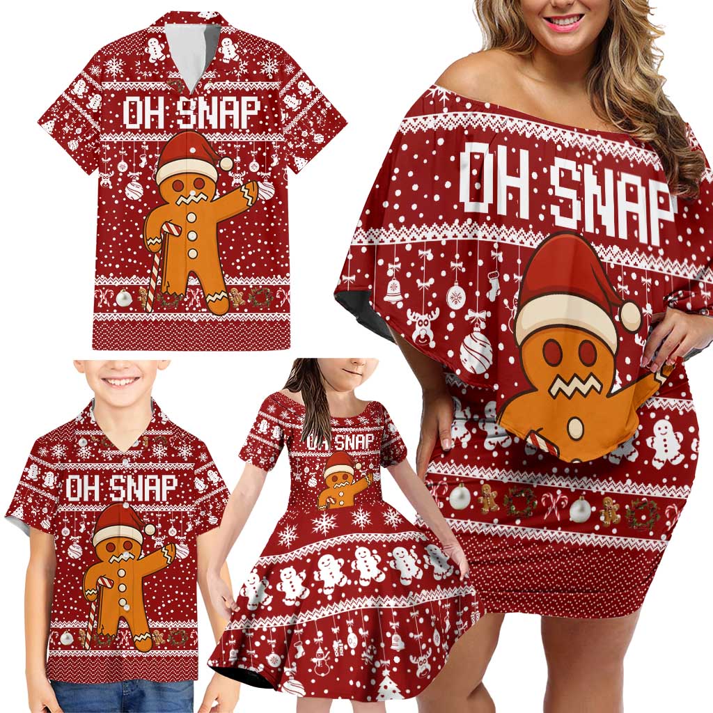 Oh Snap Christmas Family Matching Off Shoulder Short Dress and Hawaiian Shirt Xmas Holiday Patterns - Wonder Print Shop