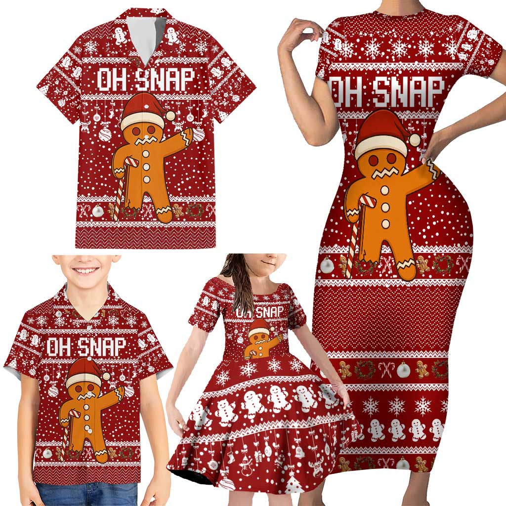 Oh Snap Christmas Family Matching Short Sleeve Bodycon Dress and Hawaiian Shirt Xmas Holiday Patterns - Wonder Print Shop