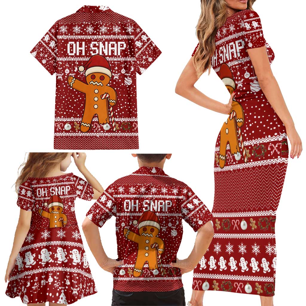 Oh Snap Christmas Family Matching Short Sleeve Bodycon Dress and Hawaiian Shirt Xmas Holiday Patterns - Wonder Print Shop