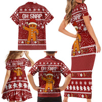 Oh Snap Christmas Family Matching Short Sleeve Bodycon Dress and Hawaiian Shirt Xmas Holiday Patterns - Wonder Print Shop
