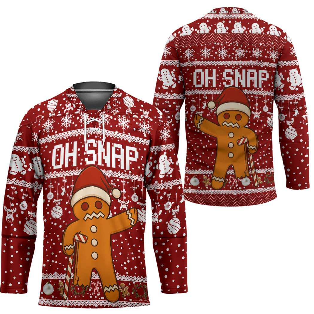 Oh Snap Christmas Hockey Jersey Xmas Holiday Patterns - Wonder Print Shop