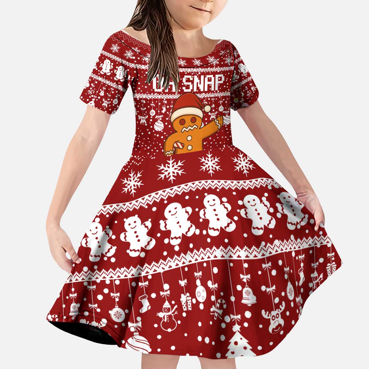 Oh Snap Christmas Kid Short Sleeve Dress Xmas Holiday Patterns - Wonder Print Shop