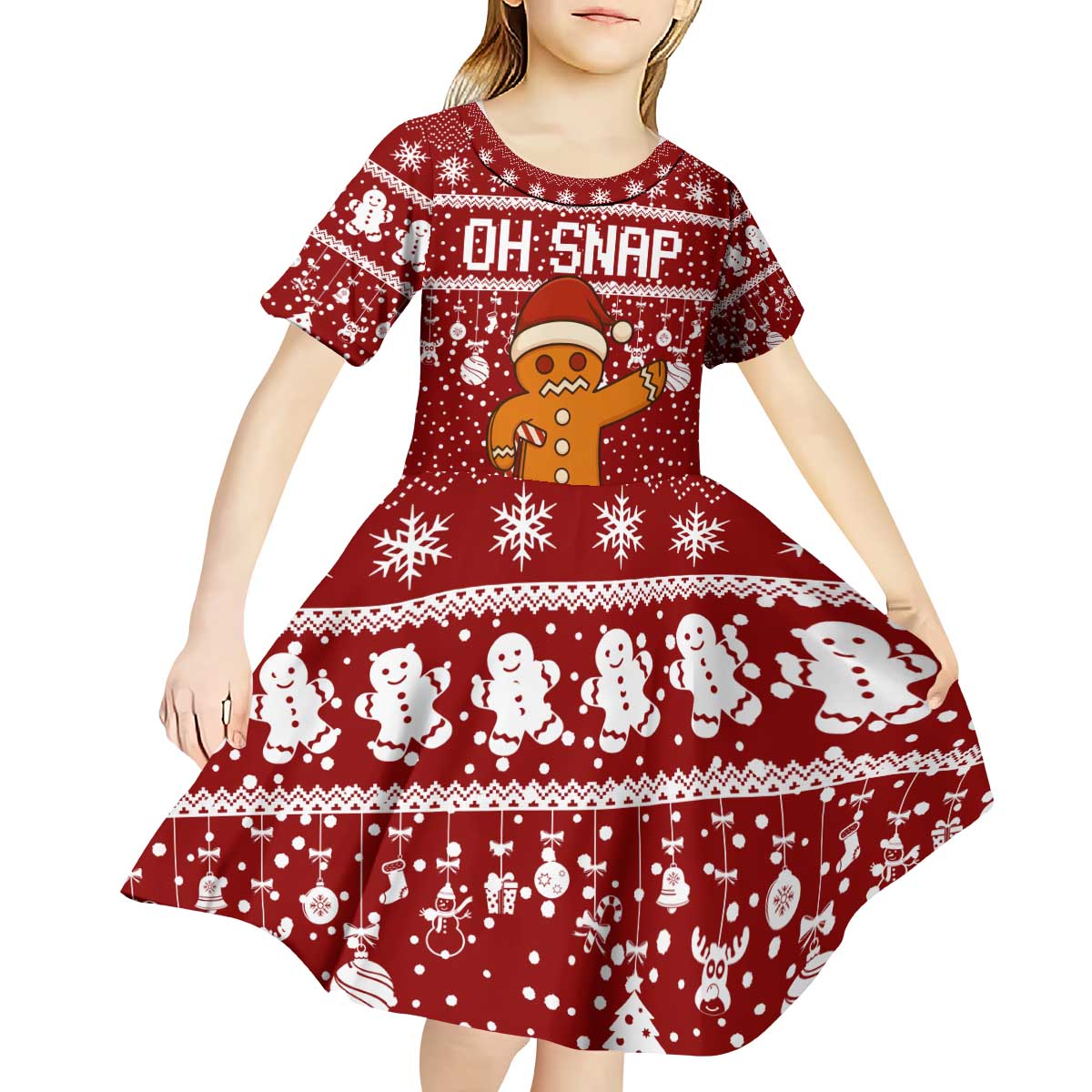 Oh Snap Christmas Kid Short Sleeve Dress Xmas Holiday Patterns - Wonder Print Shop