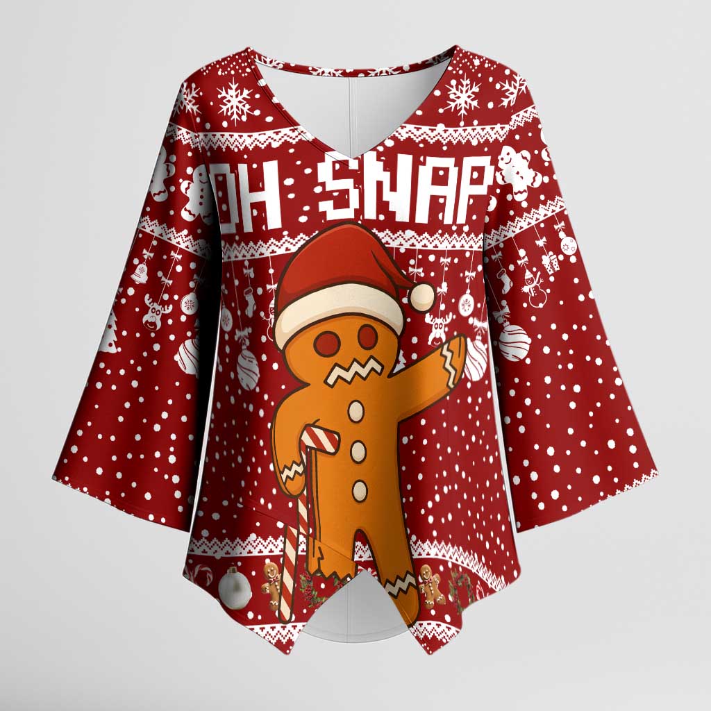 Oh Snap Christmas Kimono Sleeve Blouse Xmas Holiday Patterns - Wonder Print Shop