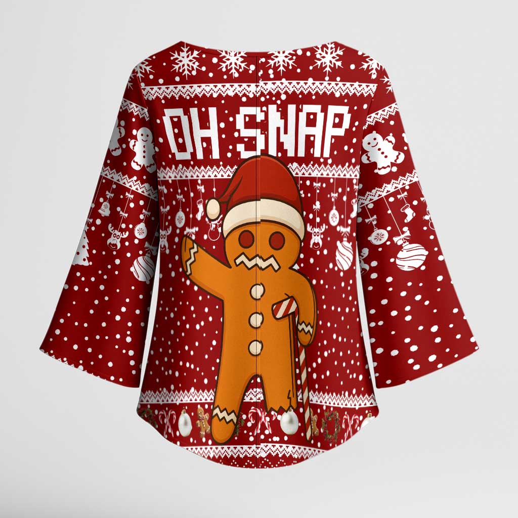 Oh Snap Christmas Kimono Sleeve Blouse Xmas Holiday Patterns - Wonder Print Shop