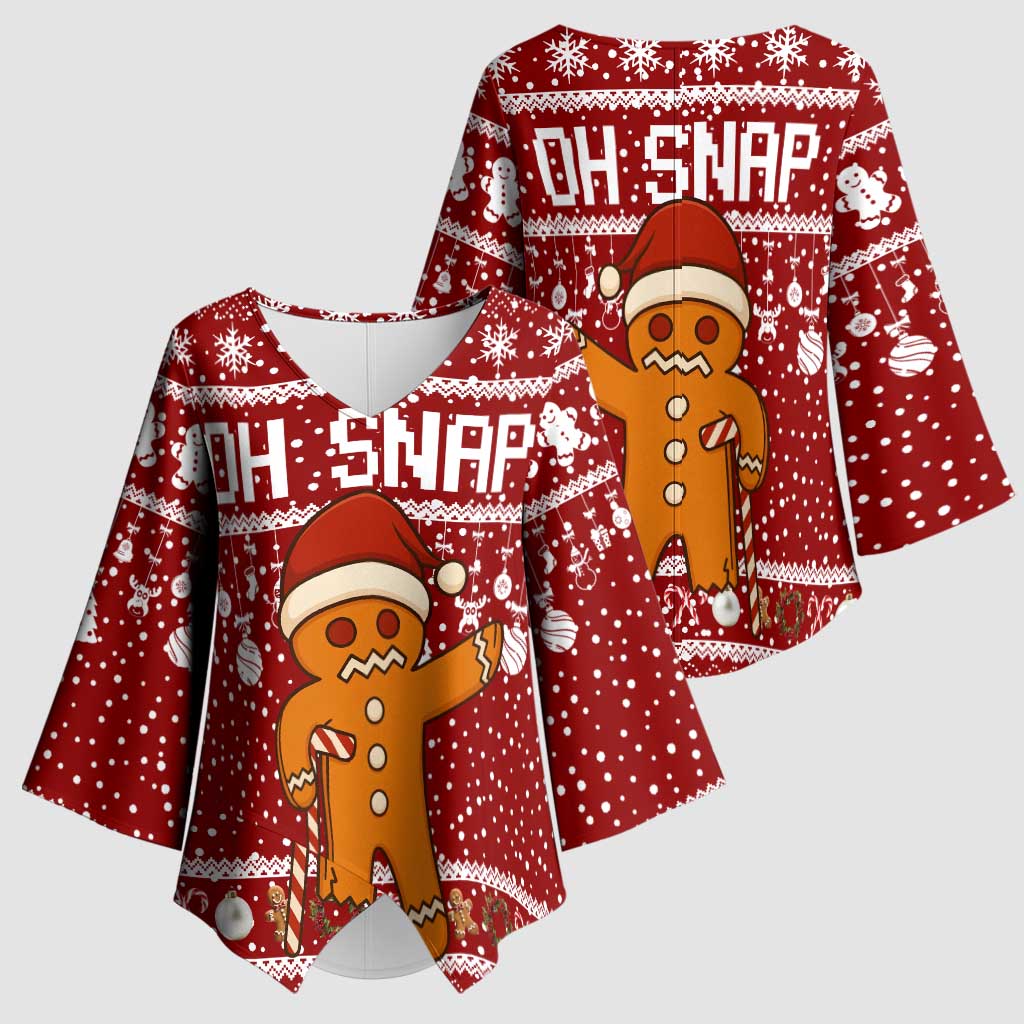 Oh Snap Christmas Kimono Sleeve Blouse Xmas Holiday Patterns - Wonder Print Shop