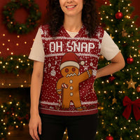 Oh Snap Christmas Knitted V-Neck Vest Xmas Holiday Patterns - Wonder Print Shop