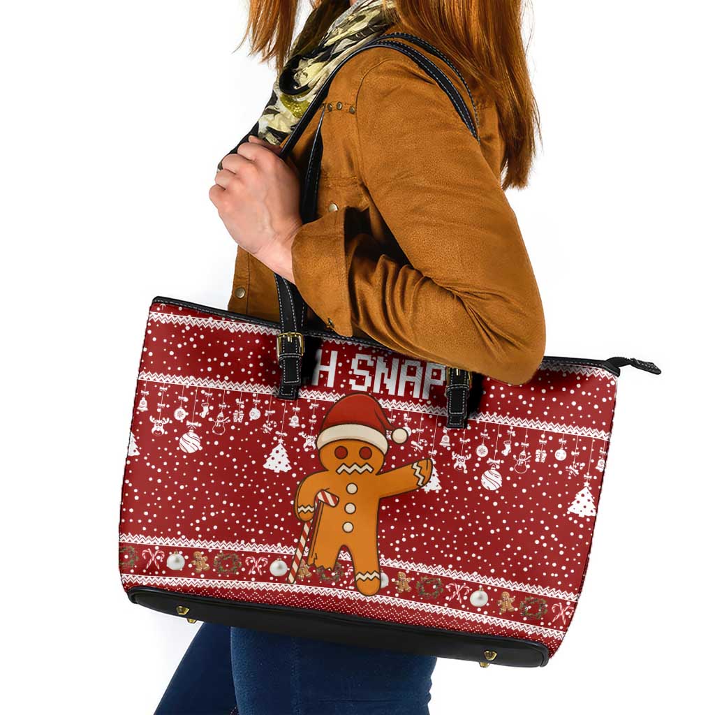 Oh Snap Christmas Leather Tote Bag Xmas Holiday Patterns - Wonder Print Shop