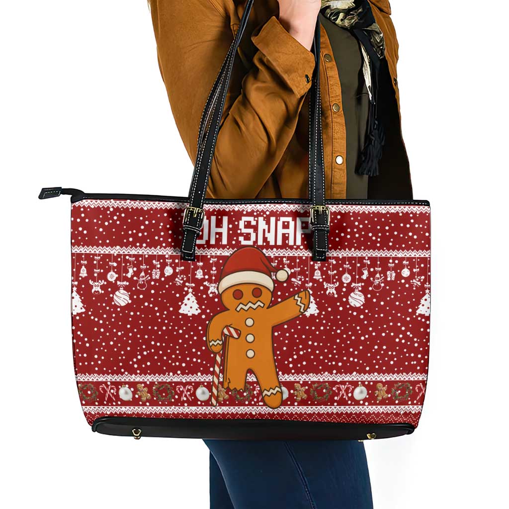 Oh Snap Christmas Leather Tote Bag Xmas Holiday Patterns - Wonder Print Shop