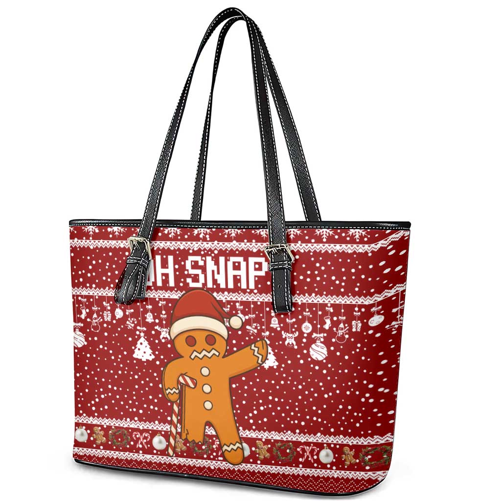 Oh Snap Christmas Leather Tote Bag Xmas Holiday Patterns - Wonder Print Shop