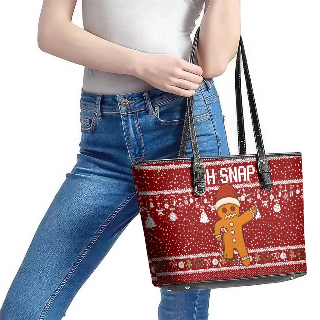 Oh Snap Christmas Leather Tote Bag Xmas Holiday Patterns - Wonder Print Shop
