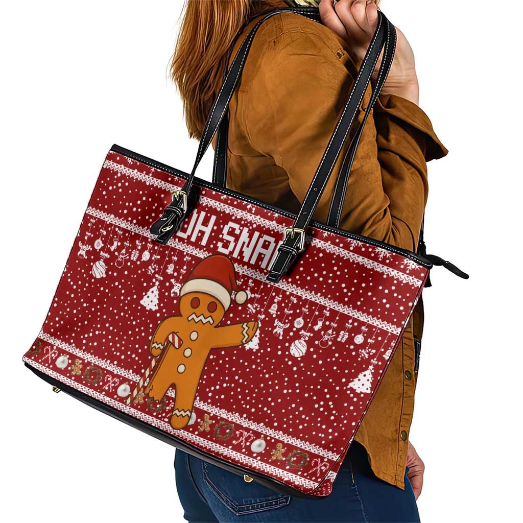 Oh Snap Christmas Leather Tote Bag Xmas Holiday Patterns - Wonder Print Shop