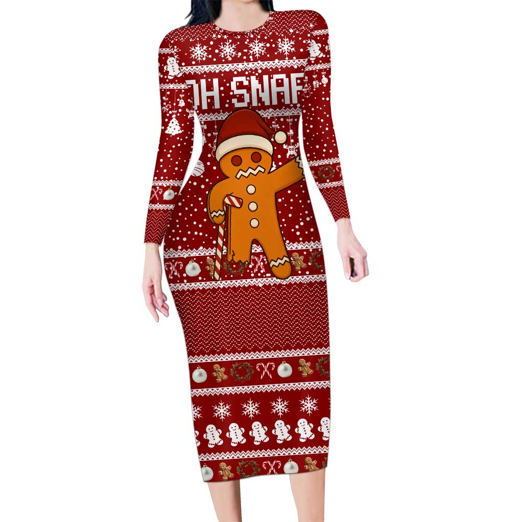 Oh Snap Christmas Long Sleeve Bodycon Dress Xmas Holiday Patterns - Wonder Print Shop