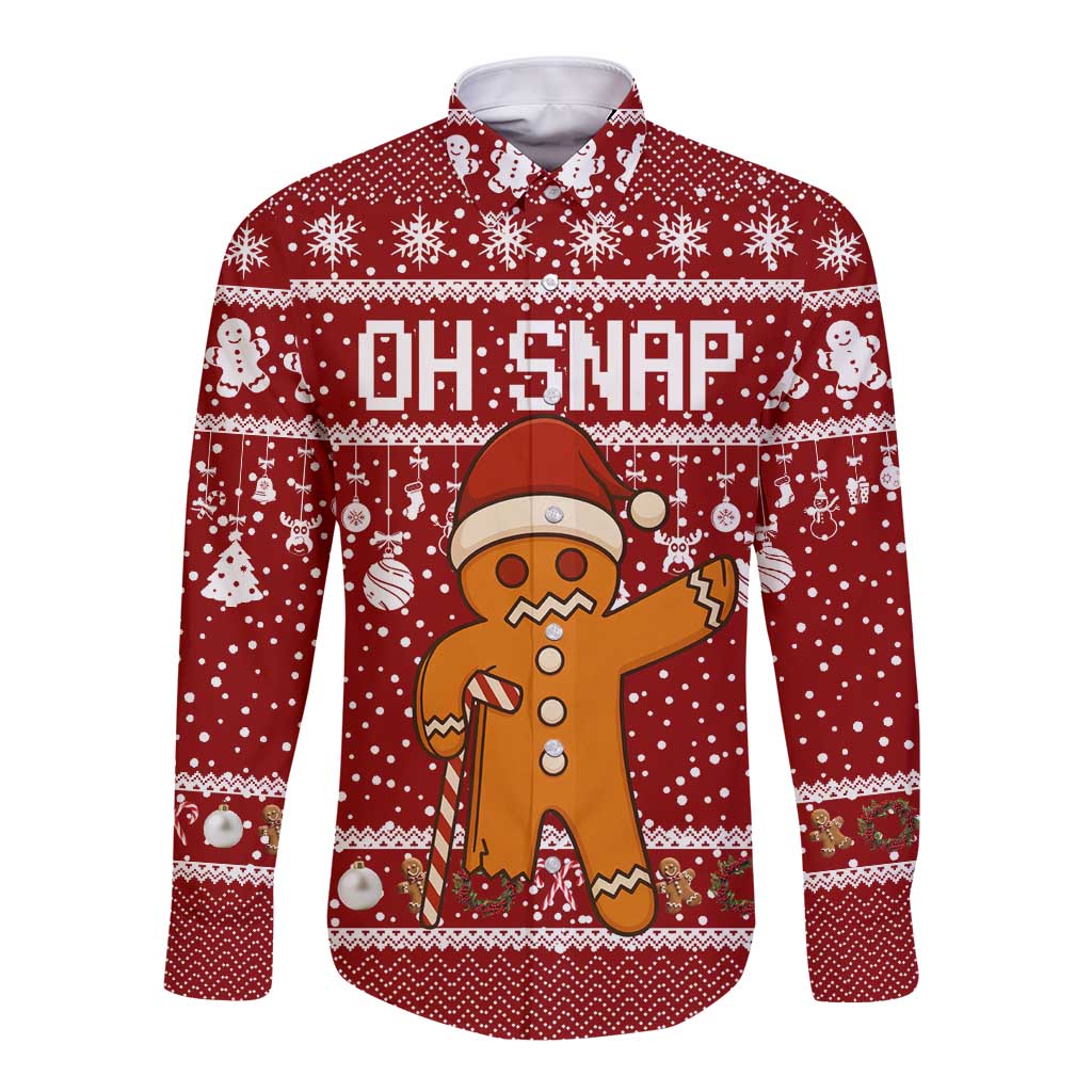 Oh Snap Christmas Long Sleeve Button Shirt Xmas Holiday Patterns - Wonder Print Shop