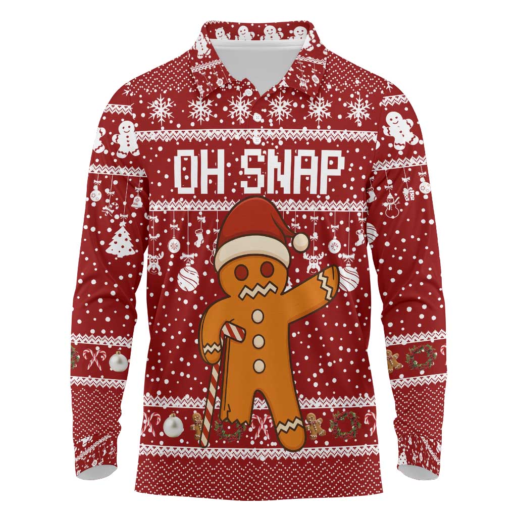 Oh Snap Christmas Long Sleeve Polo Shirt Xmas Holiday Patterns - Wonder Print Shop