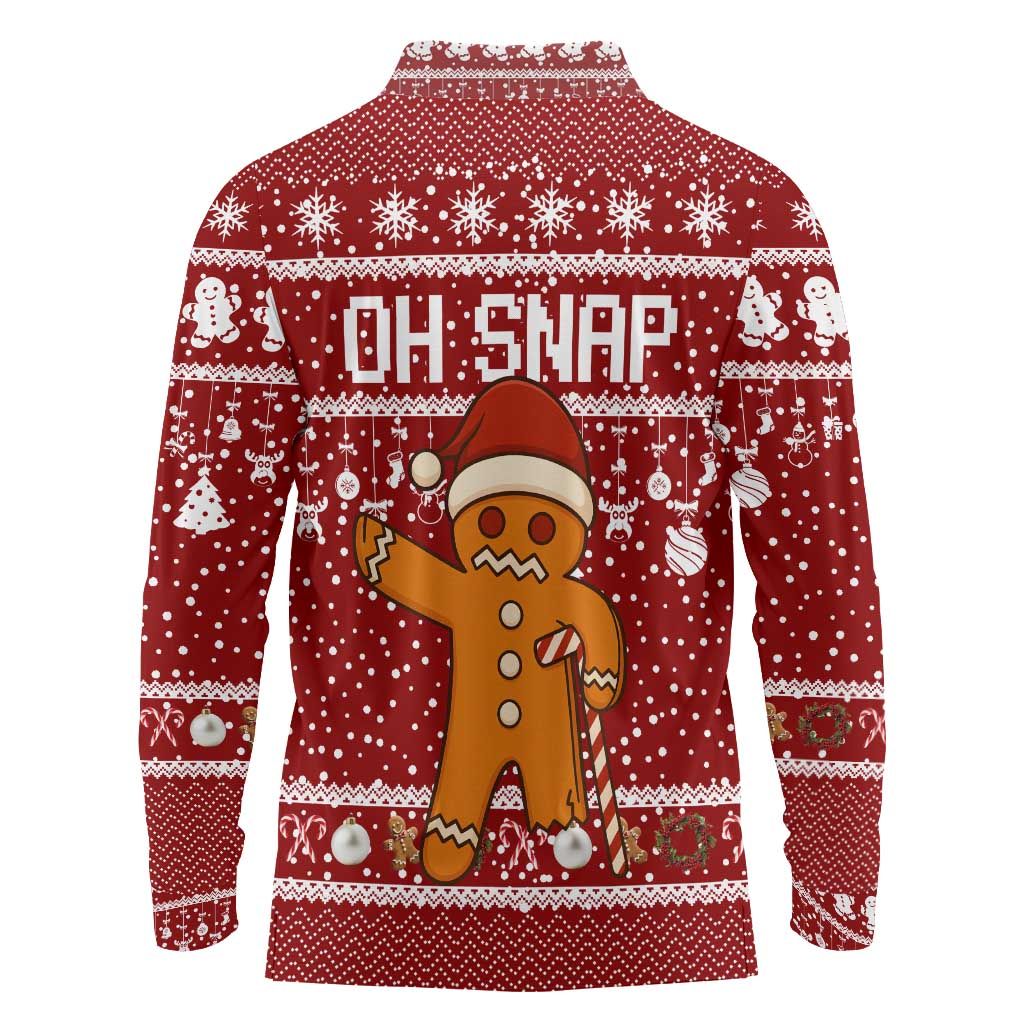 Oh Snap Christmas Long Sleeve Polo Shirt Xmas Holiday Patterns - Wonder Print Shop