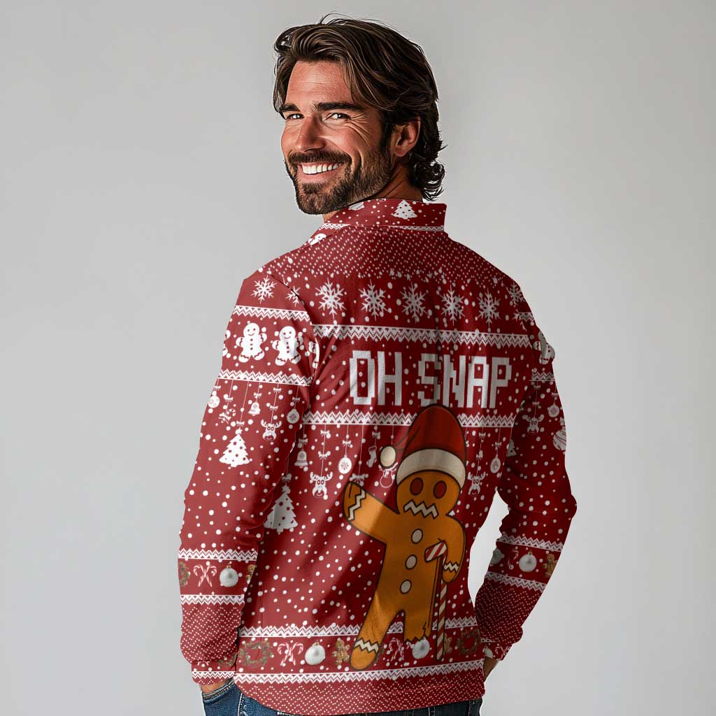 Oh Snap Christmas Long Sleeve Polo Shirt Xmas Holiday Patterns - Wonder Print Shop