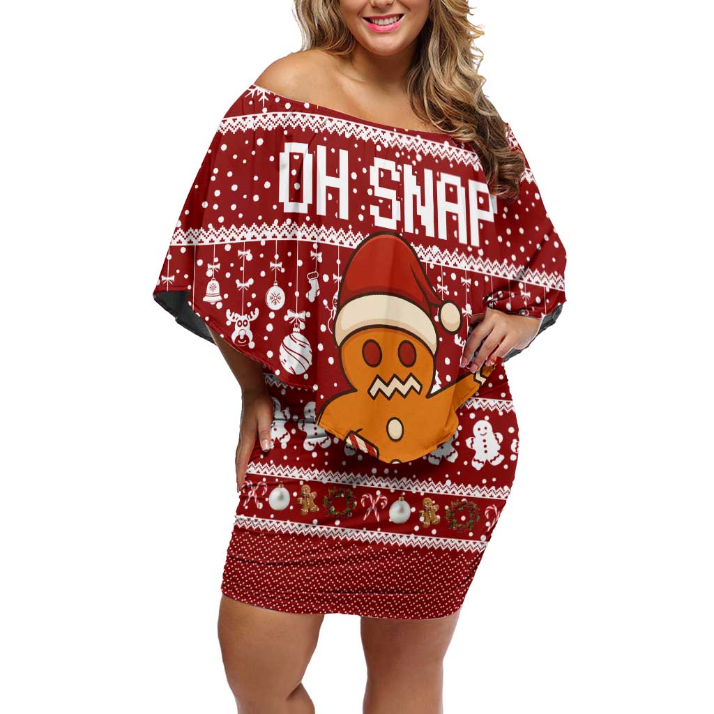 Oh Snap Christmas Off Shoulder Short Dress Xmas Holiday Patterns - Wonder Print Shop