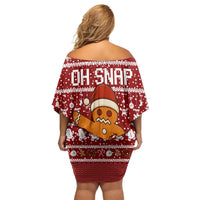 Oh Snap Christmas Off Shoulder Short Dress Xmas Holiday Patterns - Wonder Print Shop